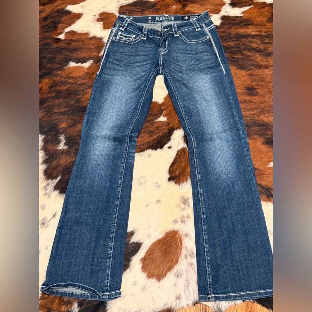 Rock & Roll Cowgirl Riding Jean Blue Flare & Wide Leg Jeans